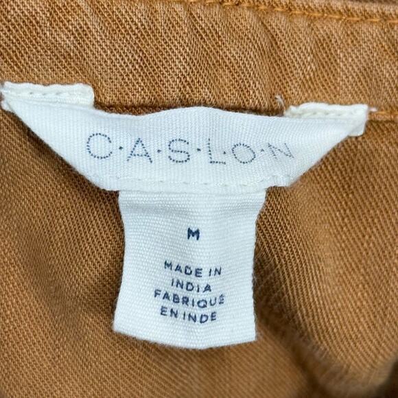 Caslon Button Down Womens Orange Tencel Soft Belted Midi Short Sleeve Dress sz M - Picture 16 of 16